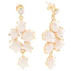 NWT SHAANTI JEWELS Made In India 18kt Gold Plated Pearl Chandelier Earrings